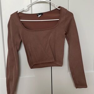 Zara Brown Ribbed Crop Top